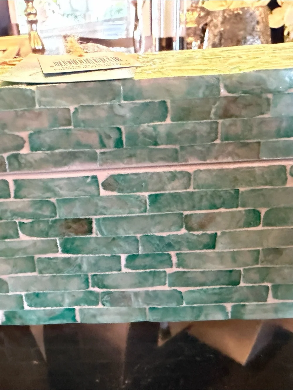 Turquoise Decorative Storage Box with Shell Tile Pattern
